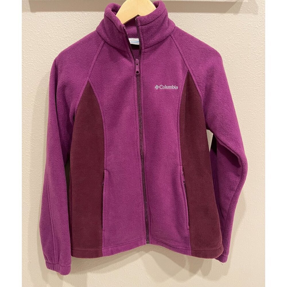 Columbia Women's Full Zip Fleece Jacket Medium Purple Collared Active Outdoors
